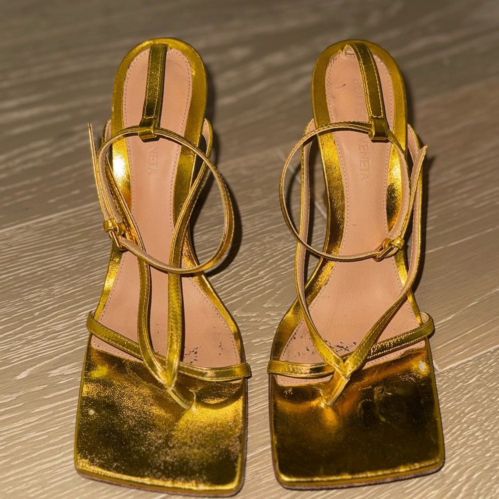 Gold Strappy Women's Sandals
